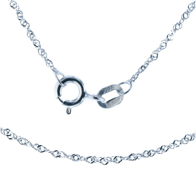 Buy Mens 9ct White Gold 1mm Diamond Cut Chain Necklace 16 - 20 Inch by World of Jewellery
