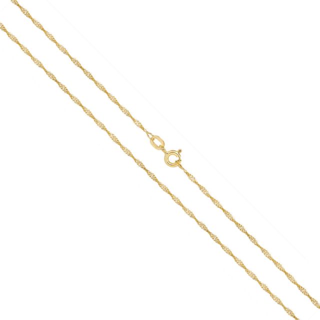 Buy Boys 9ct Gold 1mm Singapore Twisted Curb Chain Necklace 16 - 20 Inch by World of Jewellery