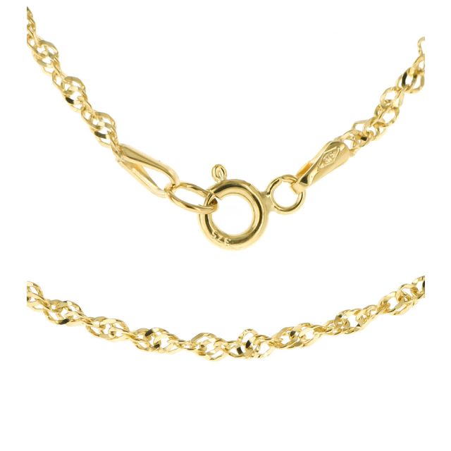 Buy Mens 9ct Gold 2mm Singapore Twisted Curb Chain Necklace 16 - 24 Inch by World of Jewellery