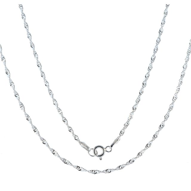 Buy Boys 9ct White Gold 2mm Singapore Chain Necklace 16 - 24 Inch by World of Jewellery