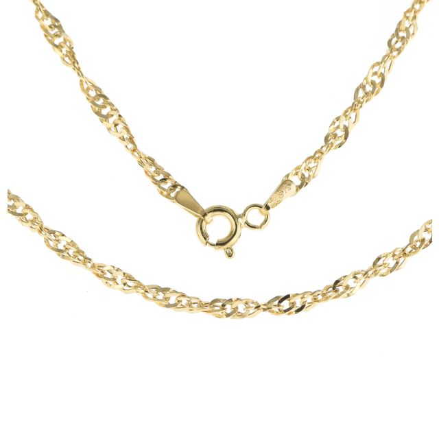 Buy Girls 9ct Gold 2mm Tight Twist Singapore Chain Necklace 16 - 24 Inch by World of Jewellery