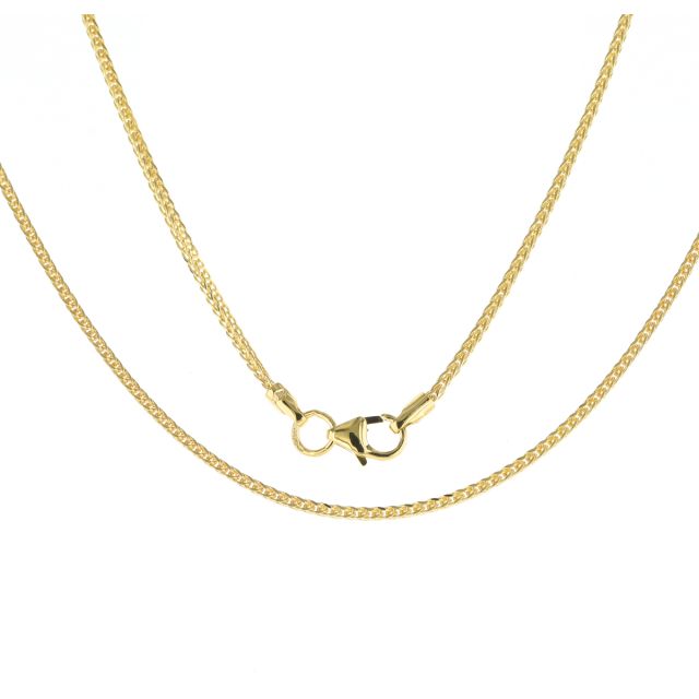 Buy Mens 9ct Gold Spiga Wheat 2mm Chain Necklace 16 - 24 Inch by World of Jewellery