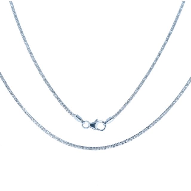 Buy Mens 9ct White Gold Spiga Wheat 2mm Chain Necklace 16 - 24 Inch by World of Jewellery