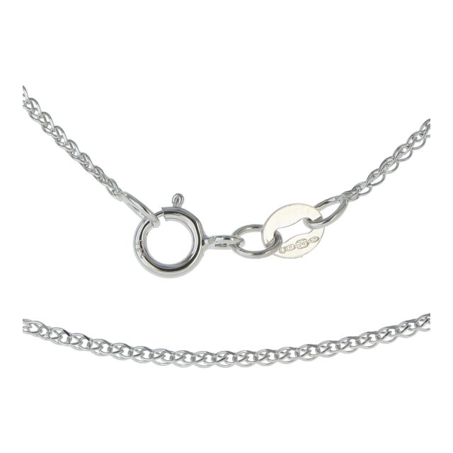 Buy 9ct White Gold 1mm Diamond Cut Single Link Wheat Spiga Chain Necklace 16 - 20 Inch by World of Jewellery