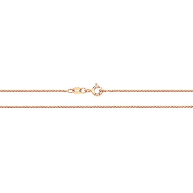 Buy Mens 9ct Rose Gold 1mm Round Wheat Spiga Chain Necklace 16 - 24 Inch by World of Jewellery