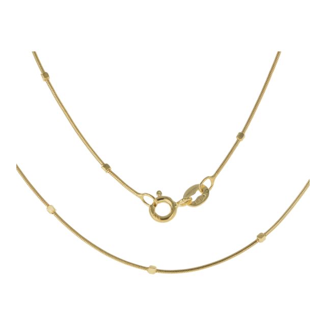 Buy Girls 9ct Gold Snake and Square Bead Chain Necklace 16 - 24 Inch by World of Jewellery