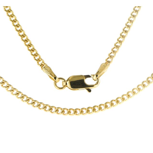 Buy Mens 9ct Gold 2mm Semi Solid Close Curb Chain Necklace 16 - 24 Inch by World of Jewellery