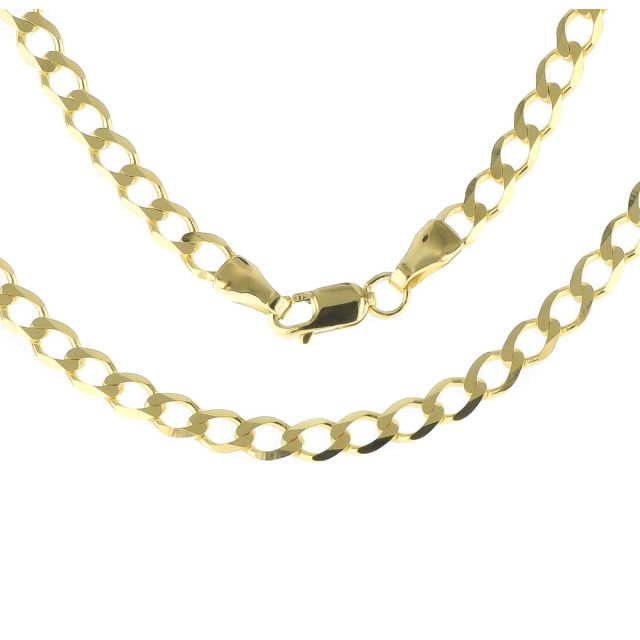Buy Girls 9ct Gold 3mm Flat Bevelled Curb Chain Necklace 16 - 24 Inch by World of Jewellery