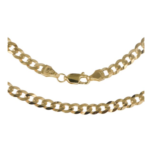 Buy Boys 9ct Gold 3.5mm Flat Bevelled Curb Chain Necklace 16 - 24 Inch by World of Jewellery