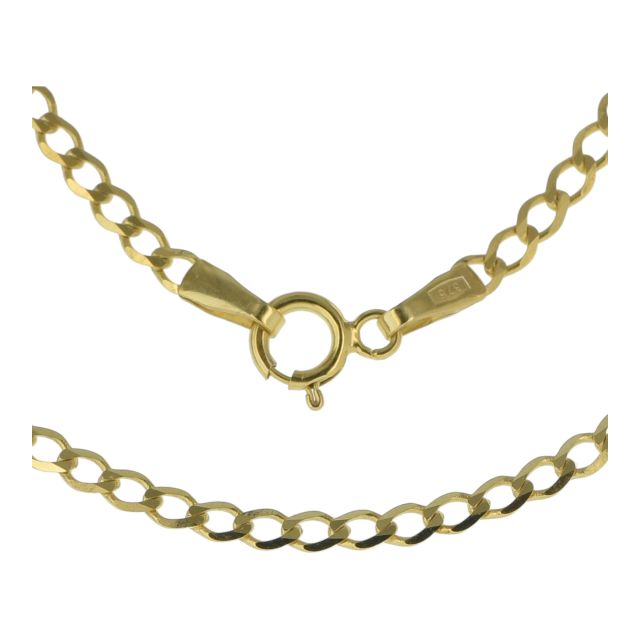 Buy Boys 9ct Gold Flat Bevelled Curb 2mm Chain Necklace 16 - 24 Inch by World of Jewellery