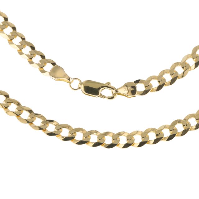 Buy Boys 9ct Gold 5mm Flat Bevelled Curb Chain Necklace 18 - 24 Inch by World of Jewellery