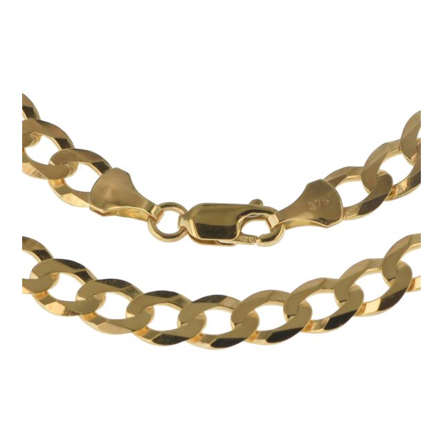 Buy Boys 9ct Gold 7mm Flat Bevelled Curb Chain Necklace 18 - 24 Inch by World of Jewellery