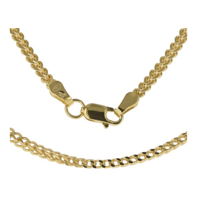 Buy Girls 9ct Gold 2mm Square Semi Solid Franco Chain Necklace 16 - 34 Inch by World of Jewellery