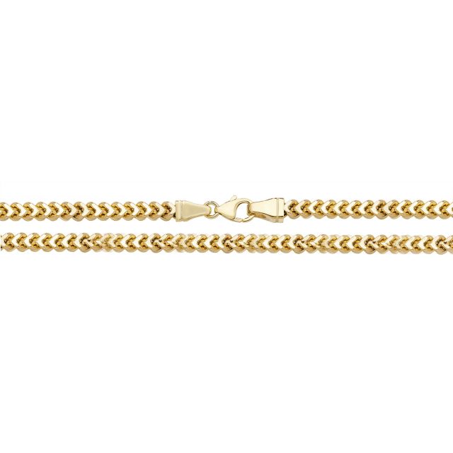 Buy Girls 9ct Gold 5mm Square Semi Solid Franco Chain Necklace 20 - 34 Inch by World of Jewellery