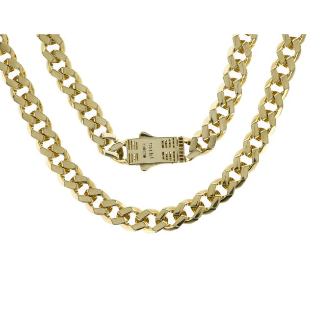 Buy 9ct Gold 8.5mm Open Link Cuban Curb Chain Necklace 22 - 24 Inch by World of Jewellery