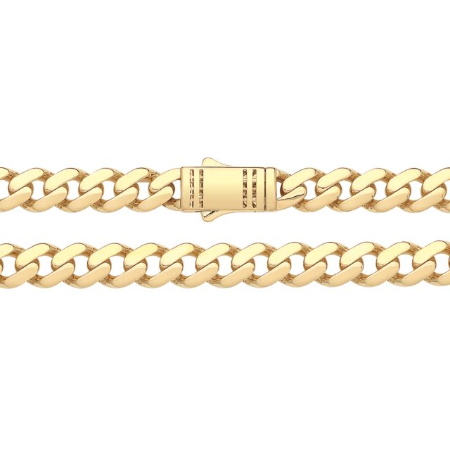 Buy Mens 9ct Gold 9mm Cuban Curb Chain Necklace 22 - 24 Inch by World of Jewellery
