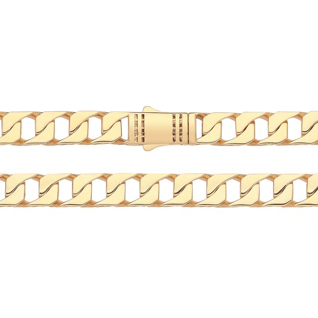 Buy Mens 9ct Gold 10mm Open Square Cuban Curb Chain Necklace 22 - 24 Inch by World of Jewellery