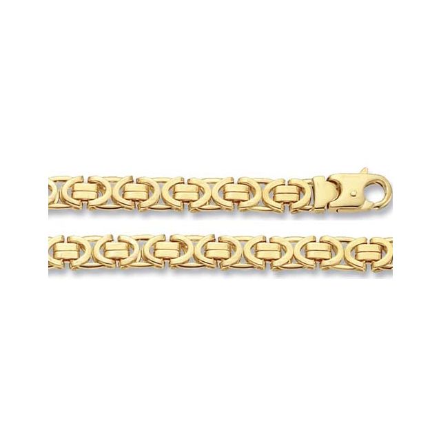 Buy Boys 9ct Gold 6mm Flat Byzantine Chain Necklace 18 - 24 Inch by World of Jewellery