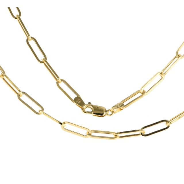 Buy Mens 9ct Gold Hollow 4mm Paper Clip Chain Necklace 16 - 20 Inch by World of Jewellery