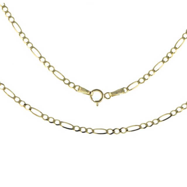 Buy Mens 9ct Gold 2mm Figaro Chain Necklace 16 - 24 Inch by World of Jewellery