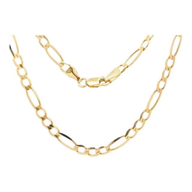 Buy Mens 9ct Gold 3.4mm Figaro Chain Necklace 16 - 30 Inch by World of Jewellery