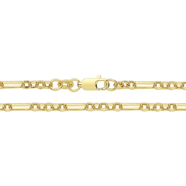 Buy Mens 9ct Gold 3.3mm Figaro Belcher Chain Necklace 16 - 24 Inch by World of Jewellery