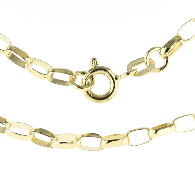 Buy Girls 9ct Gold 3mm Lightweight Faceted Belcher Chain Necklace 16 - 30 Inch by World of Jewellery