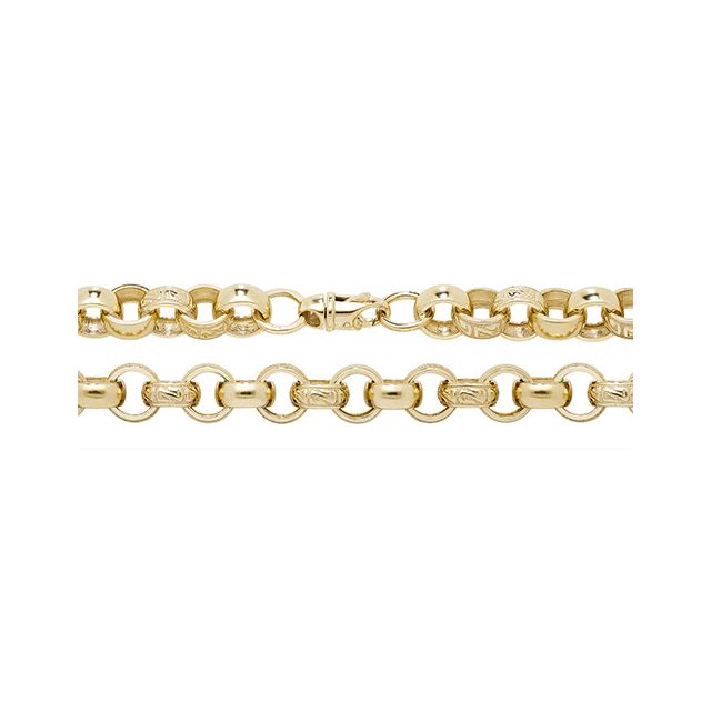 Buy Boys 9ct Gold 7mm Patterned Cast Belcher Chain Necklace 22 - 30 Inch by World of Jewellery