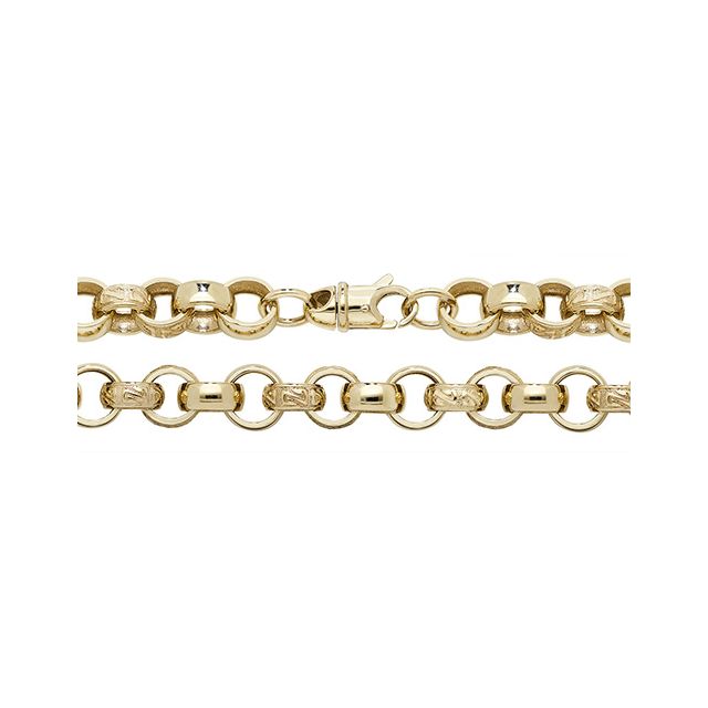 Buy Boys 9ct Gold 8mm Patterned Cast Belcher Chain Necklace 22 - 30 Inch by World of Jewellery
