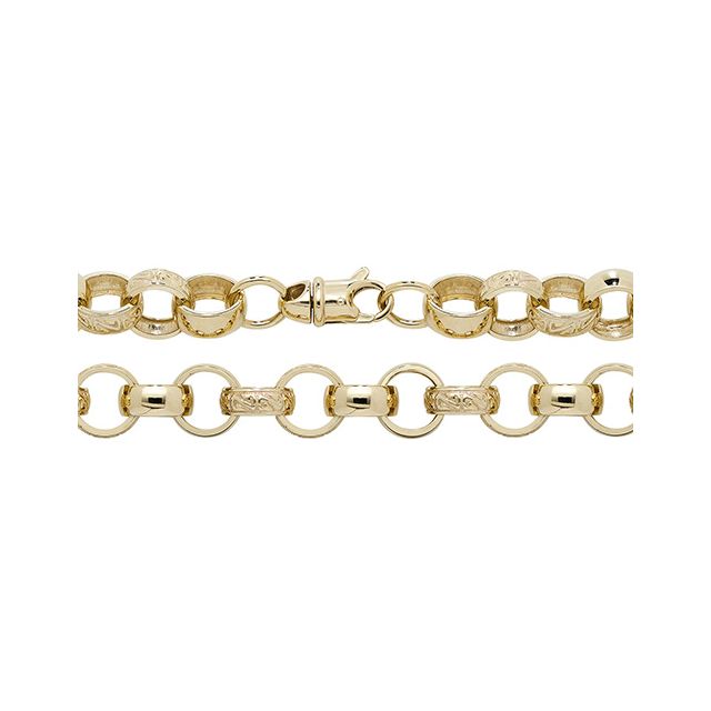 Buy Boys 9ct Gold 9mm Patterned Cast Belcher Chain Necklace 22 - 30 Inch by World of Jewellery