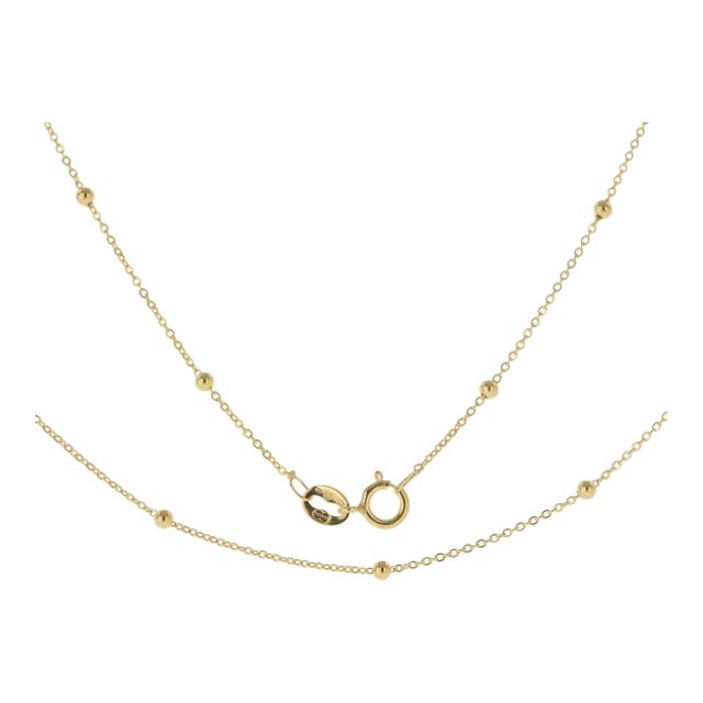Buy 9ct Gold Flat Trace and Bead Ball Chain Necklace 16 - 24 Inch by World of Jewellery