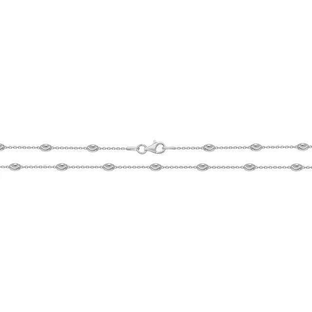 Buy Mens Sterling Silver Fine Station Oval Moon Bead Chain Necklace 16 - 24 Inch by World of Jewellery