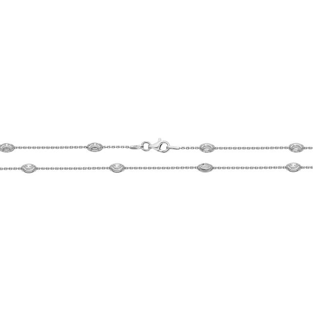 Buy Girls Sterling Silver Fine Station Oval Moon Bead Chain Necklace 16 - 32 Inch by World of Jewellery