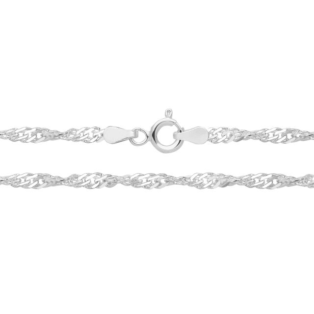Buy Girls Sterling Silver 3mm Fine Singapore Chain Necklace 16 - 24 Inch by World of Jewellery