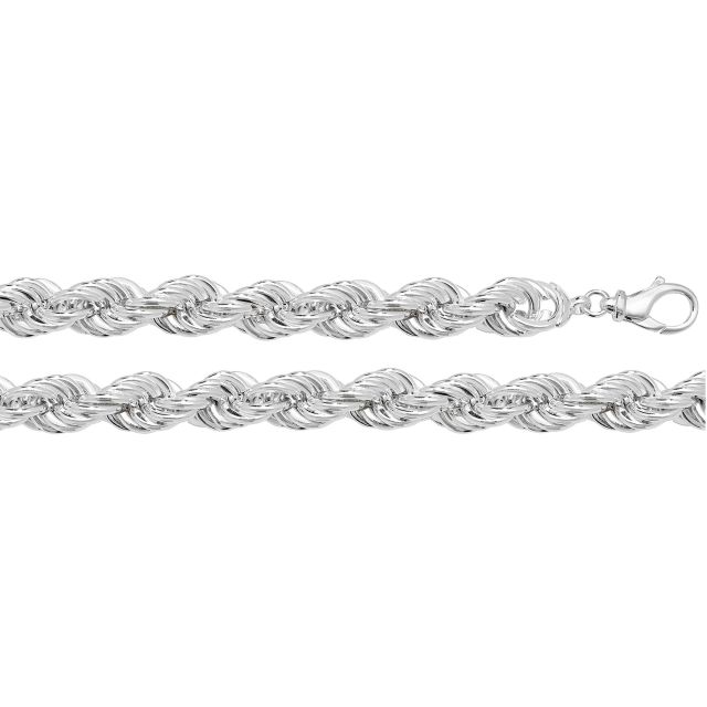Buy Mens Sterling Silver 14mm Rope Chain Necklace 24 - 32 Inch by World of Jewellery