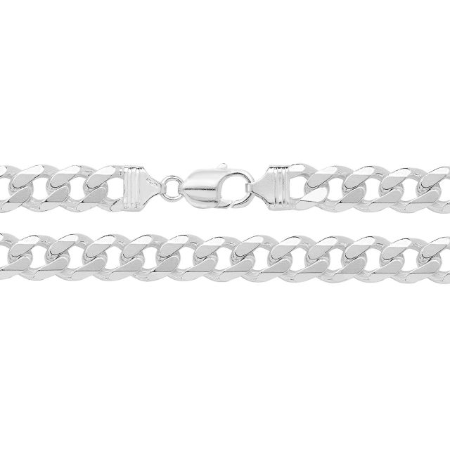 Buy Mens Sterling Silver 11mm Curb Chain Necklace 22 - 24 Inch by World of Jewellery