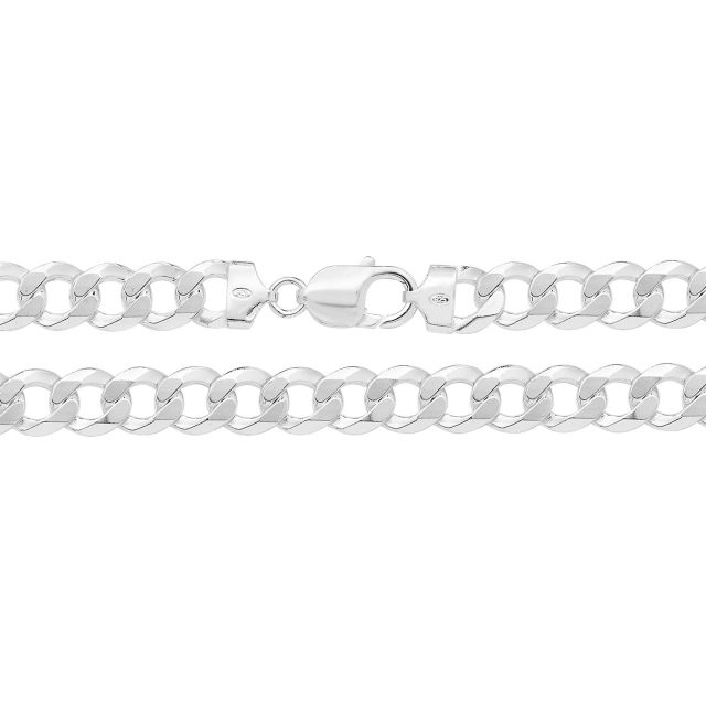 Buy Mens Sterling Silver 10mm Flat Curb Chain Necklace 18 - 24 Inch by World of Jewellery