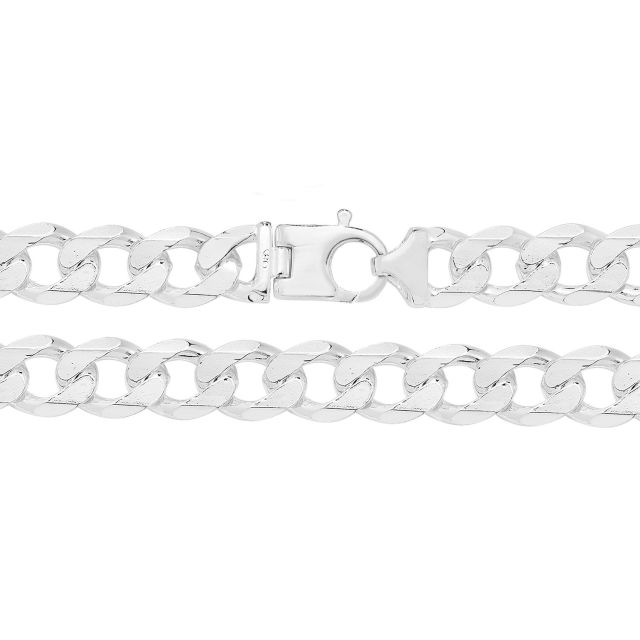 Buy Mens Sterling Silver 13mm Heavy Diamond Cut Curb Chain Necklace 24 - 26 Inch by World of Jewellery