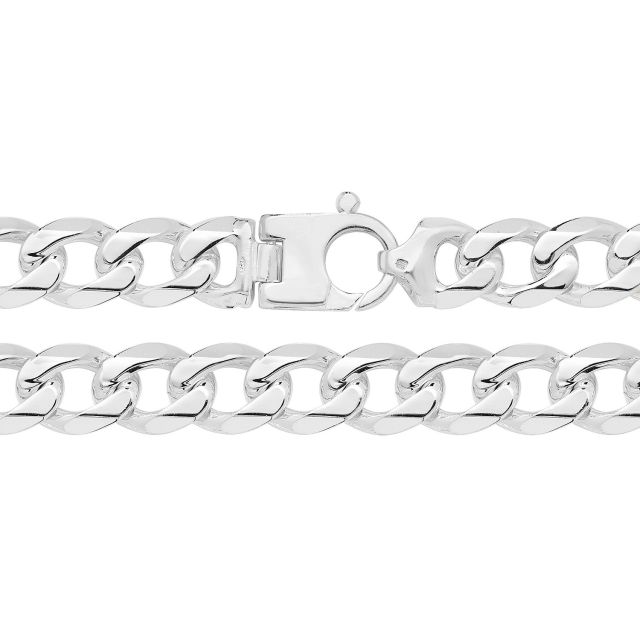 Buy Mens Sterling Silver 15mm Heavy Diamond Cut Curb Chain Necklace 24 - 26 Inch by World of Jewellery