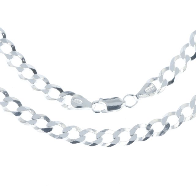 Buy Sterling Silver 6mm Flat Open Curb Chain Necklace 16 - 30 Inch by World of Jewellery