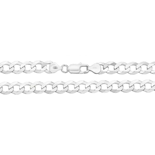 Buy Sterling Silver 9mm Flat Open Curb Chain Necklace 18 - 30 Inch by World of Jewellery