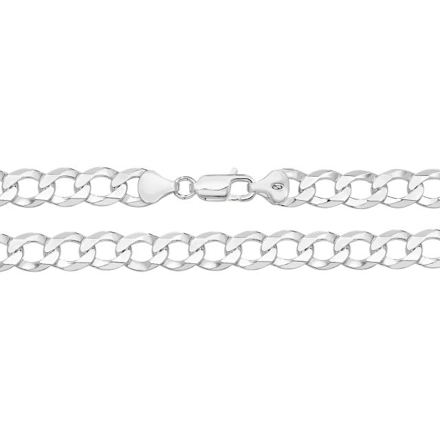 Buy Mens Sterling Silver 10mm Flat Open Curb Chain Necklace 18 - 30 Inch by World of Jewellery