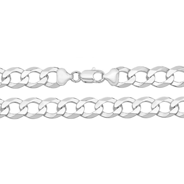 Buy Mens Sterling Silver 11mm Flat Open Curb Chain Necklace 20 - 24 Inch by World of Jewellery