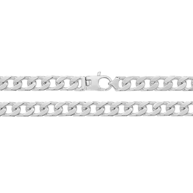 Buy Mens Sterling Silver 7mm Square Curb Chain Necklace 20 - 24 Inch by World of Jewellery
