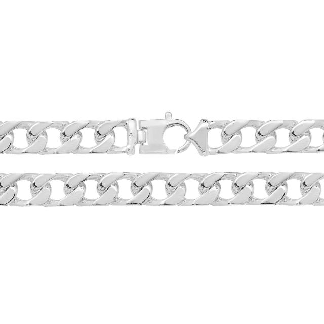 Buy Sterling Silver 10mm Square Curb Chain Necklace 22 - 26 Inch by World of Jewellery