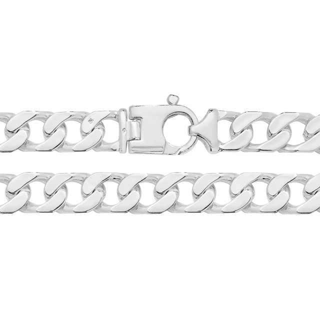Buy Boys Sterling Silver 12mm Square Curb Chain Necklace 22 - 26 Inch by World of Jewellery