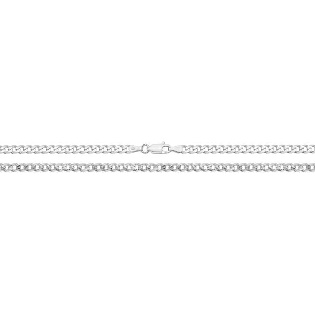 Buy Sterling Silver 4mm Pave Curb Chain Necklace 16 - 30 Inch by World of Jewellery