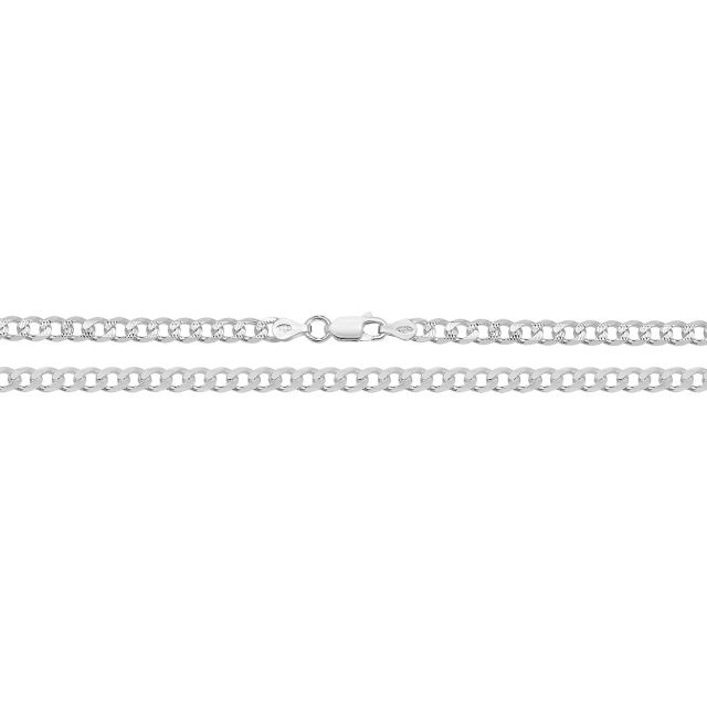 Buy Sterling Silver 5mm Pave Curb Chain Necklace 16 - 30 Inch by World of Jewellery