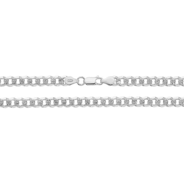 Buy Mens Sterling Silver 6mm Pave Curb Chain Necklace 18 - 30 Inch by World of Jewellery