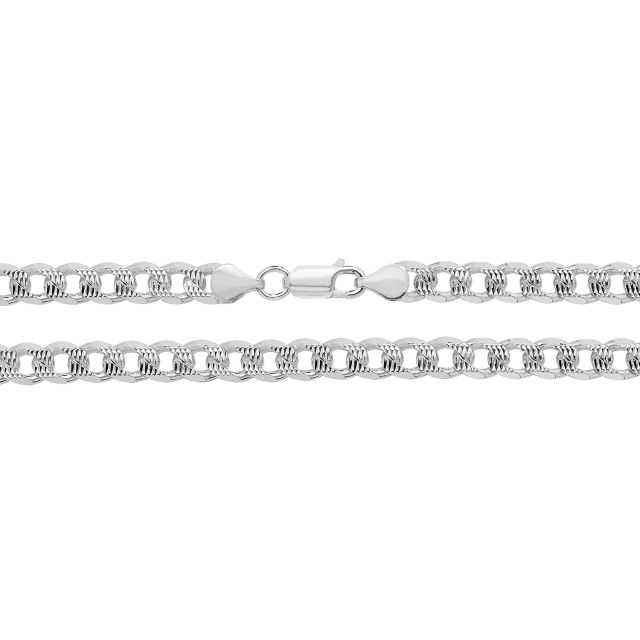 Buy Sterling Silver 7mm Pave Curb Chain Necklace 20 - 30 Inch by World of Jewellery